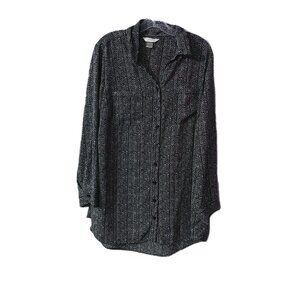 Catherines Shirt Blouse Size 1X Button Up Black White Womens